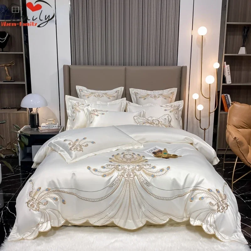 Luxury Gold Feather Embroidery - Embroidery Quilt Cover 评论和价格