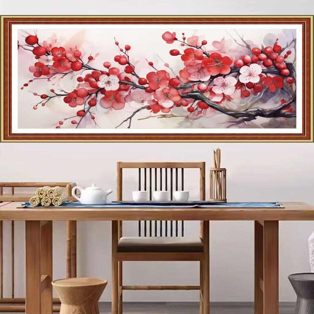 9ct 110x50cm Red Flowers  Embr - Embroidery Fish 评论和价格