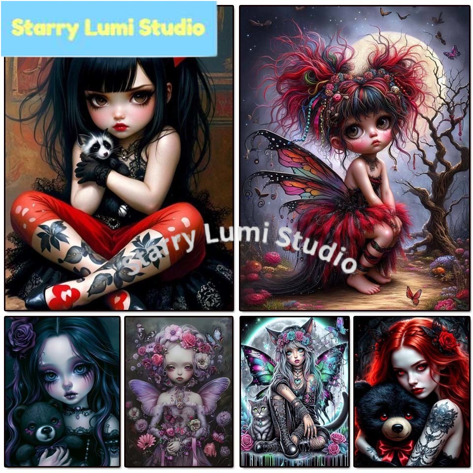 5D Diamond Painting Kit Gothic - Embroidery Cat 评论和价格