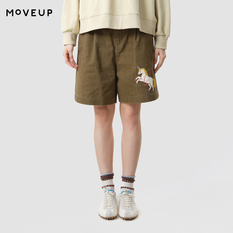 MOVEUP Women's Casual Shorts 2 - Embroidery Unicorn 评论和价格