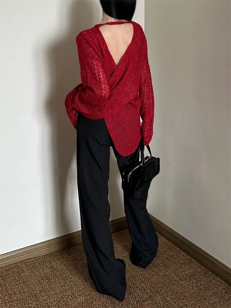 Y2K See-Through Knitted Women' - Embroidery Tshirt 评论和价格