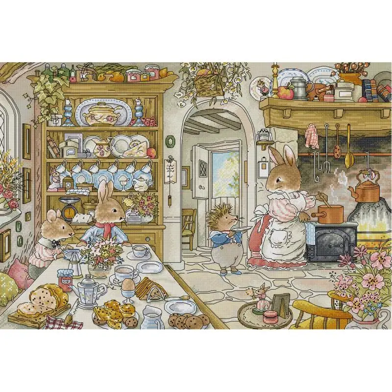 Rabbit's Kitchen Cartoon Anima - Embroidery Job 评论和价格