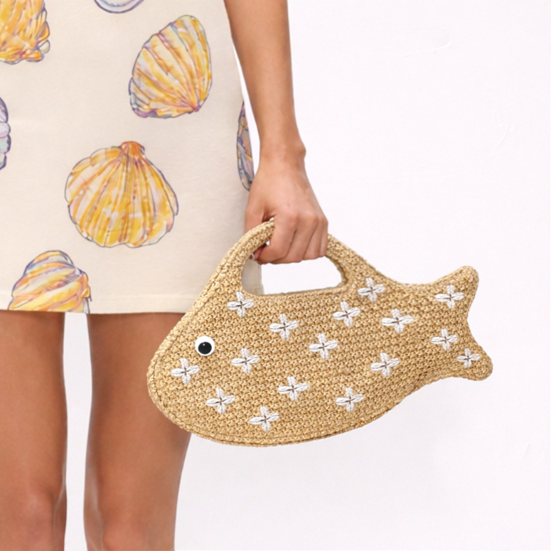 Embroidered Fish Raffia Straw  - Embroidery Fish 评论和价格