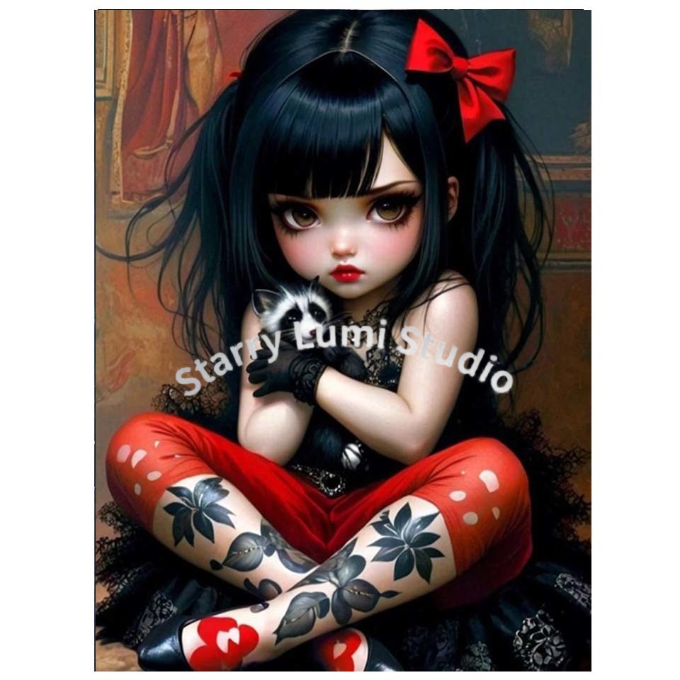 5D Diamond Painting Kit Gothic - Embroidery Cat 评论和价格