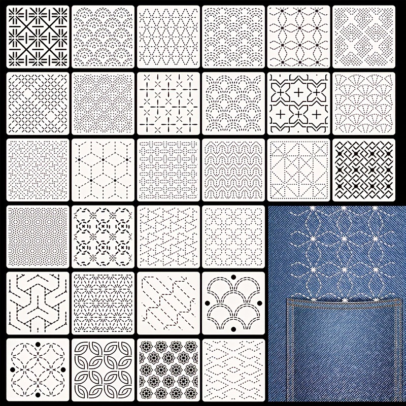 30Pcs Embroidery Templates DIY - Embroidery Quilting 评论和价格