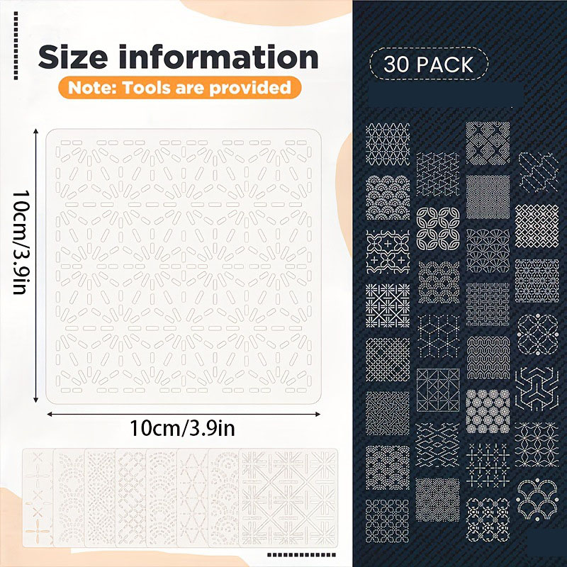 30Pcs Embroidery Templates DIY - Embroidery Quilting 评论和价格