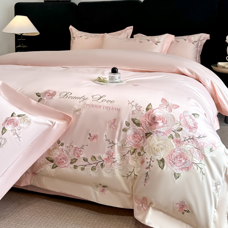 100% Cotton Bedding Set Luxury - Embroidery Quilt Cover 评论和价格