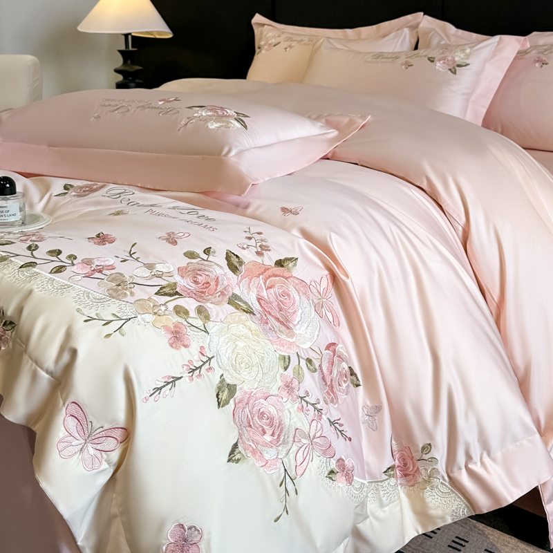 100% Cotton Bedding Set Luxury - Embroidery Quilt Cover 评论和价格