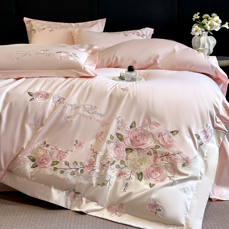 100% Cotton Bedding Set Luxury - Embroidery Quilt Cover 评论和价格