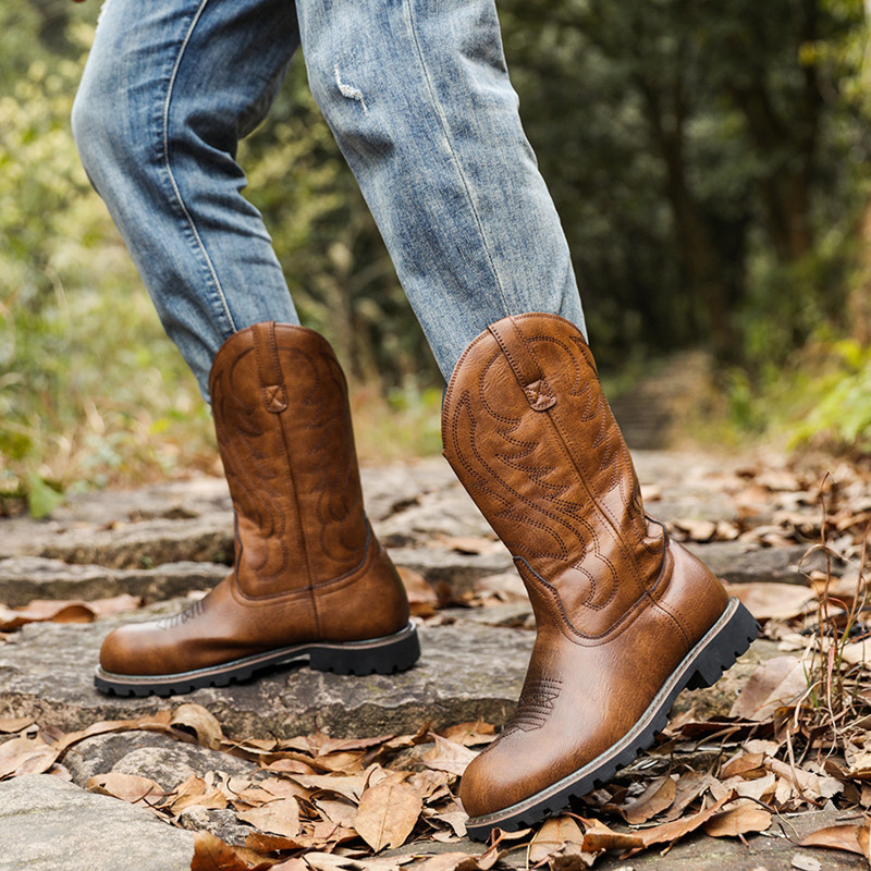 Men's Boots Classic Handmade E - Embroidery Print 评论和价格