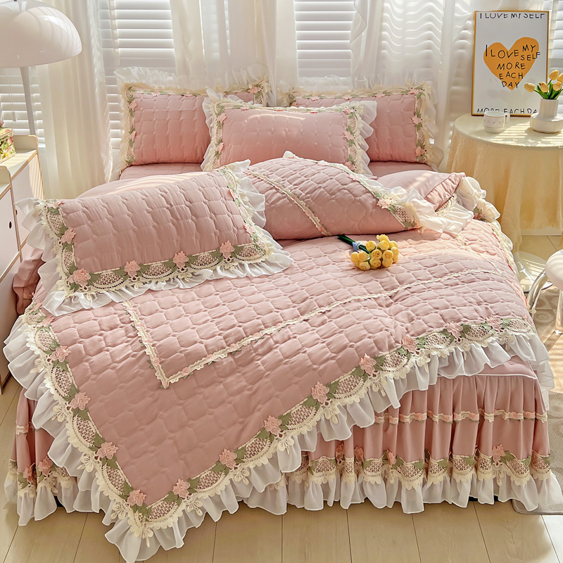 Pink Korean Princess Style Bed - Embroidery Quilt Cover 评论和价格