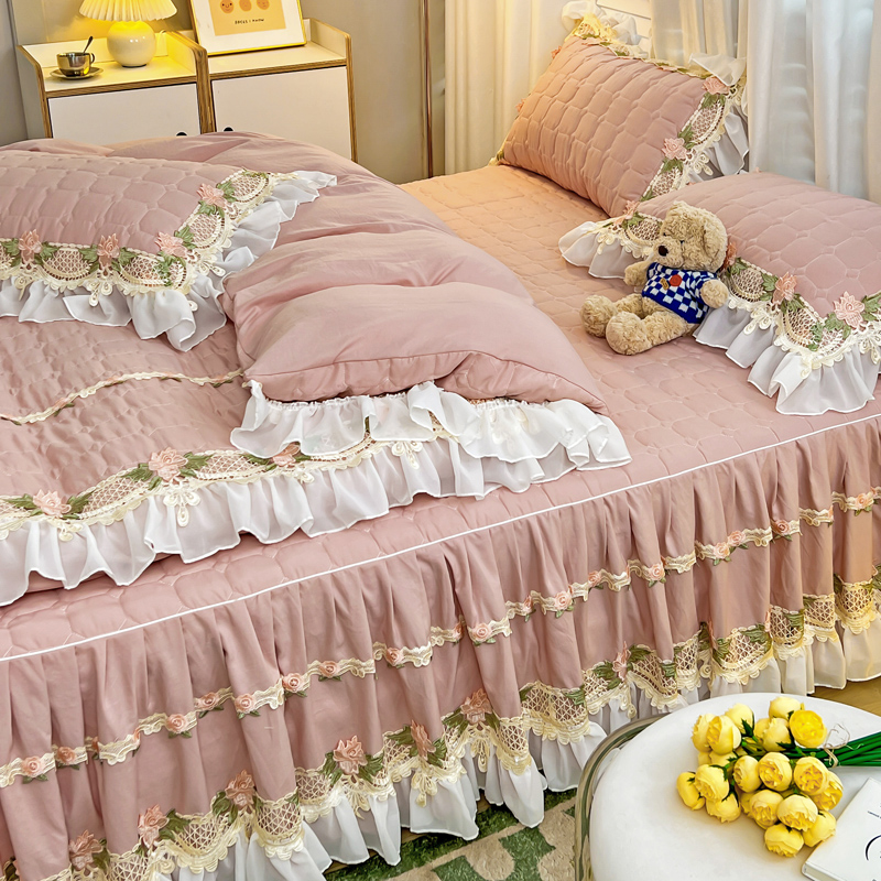 Pink Korean Princess Style Bed - Embroidery Quilt Cover 评论和价格