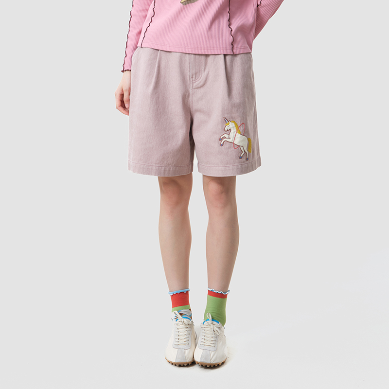 MOVEUP Women's Casual Shorts 2 - Embroidery Unicorn 评论和价格