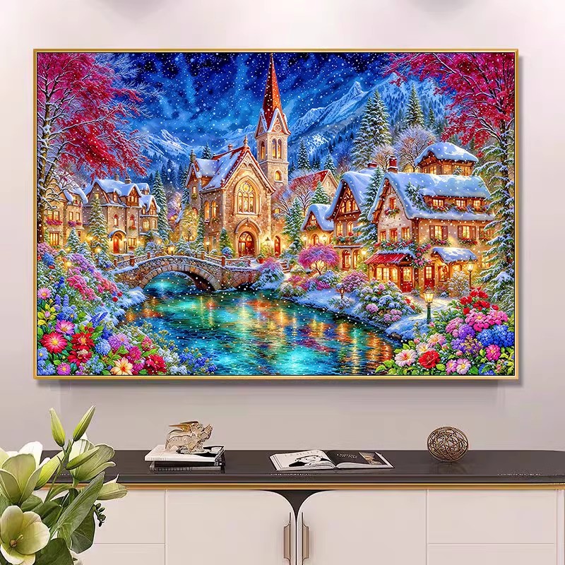 9ct 100x75cm Winter Church Emb - Embroidery Job 评论和价格