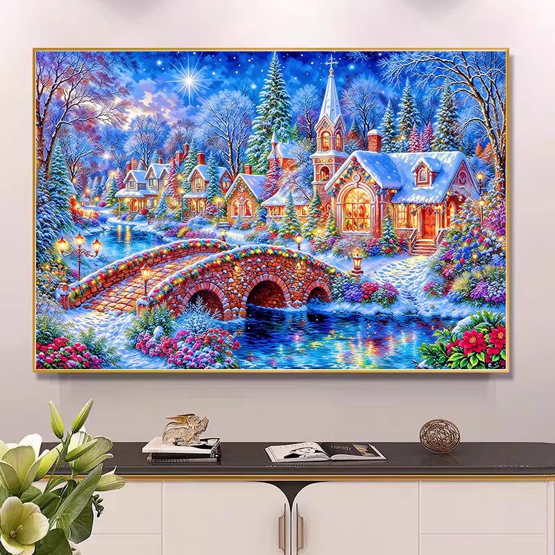 9ct 100x75cm Winter Church Emb - Embroidery Job 评论和价格