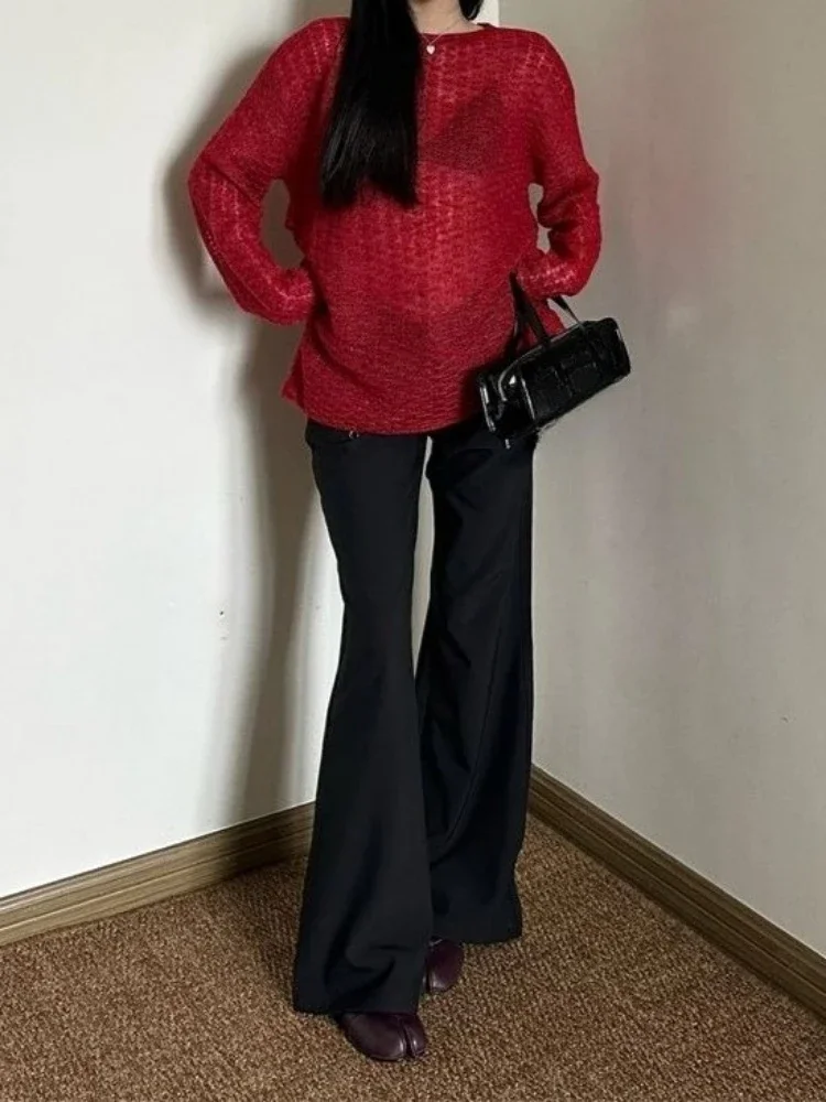 Y2K See-Through Knitted Women' - Embroidery Tshirt 评论和价格