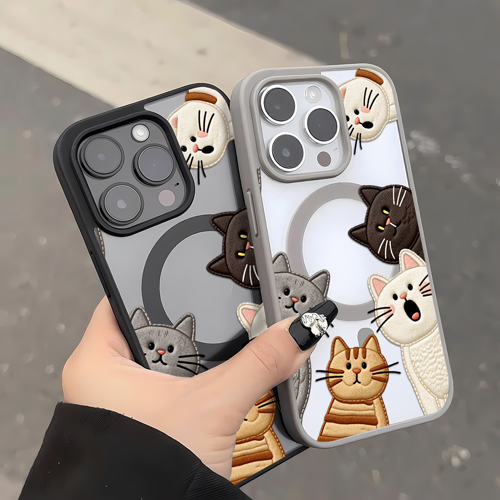 Cute Faux Embroidery Cat Phone - Embroidery Cat 评论和价格