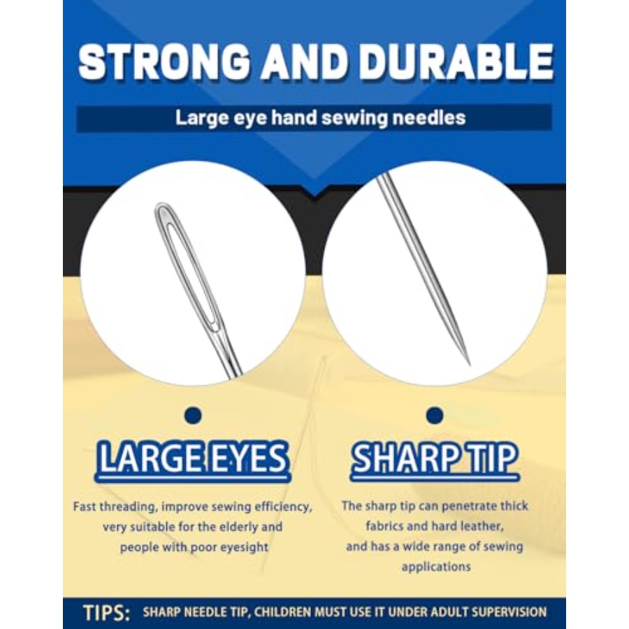Large Eye Sewing Needles, 7 Si - Embroidery Quilting 评论和价格